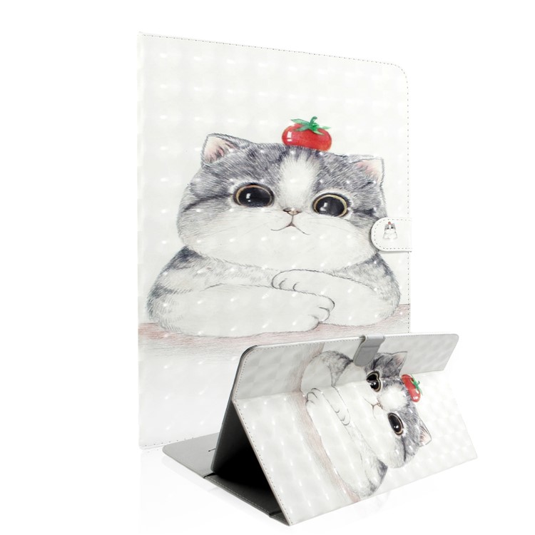 Custodia Per Portafoglio In Pelle Universale Con Stampa A Motivo Per Tablet PC Da 10 Pollici - Gatto Bianco-5