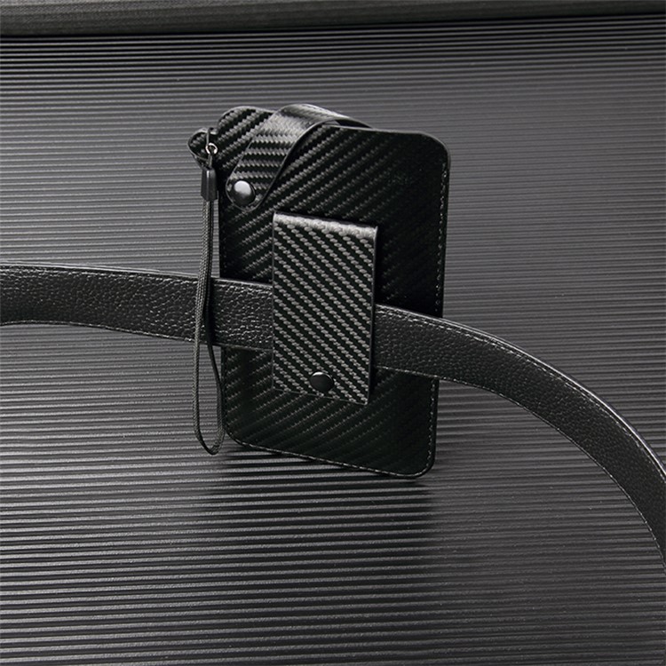 Size L: 175 x 100mm Universal PU Leather Mobile Phone Pouch for 5-6.5 inch Mobile Phones - Black Carbon Fiber-2