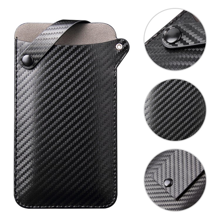 Size L: 175 x 100mm Universal PU Leather Mobile Phone Pouch for 5-6.5 inch Mobile Phones - Black Carbon Fiber-7