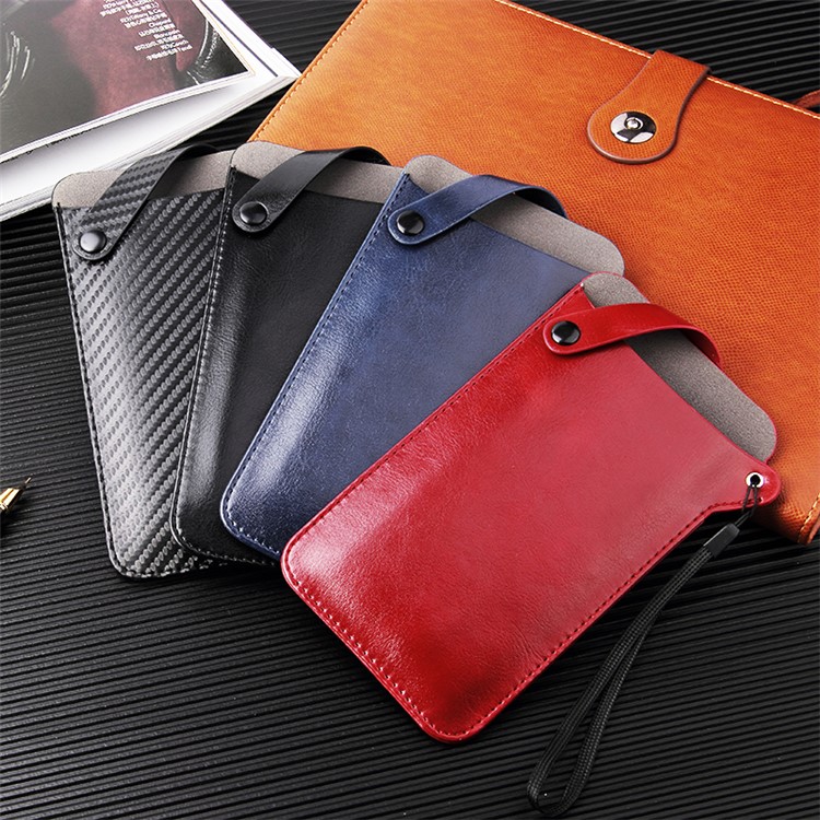 Size L: 175 x 100mm Universal PU Leather Mobile Phone Pouch for 5-6.5 inch Mobile Phones - Black Carbon Fiber-9