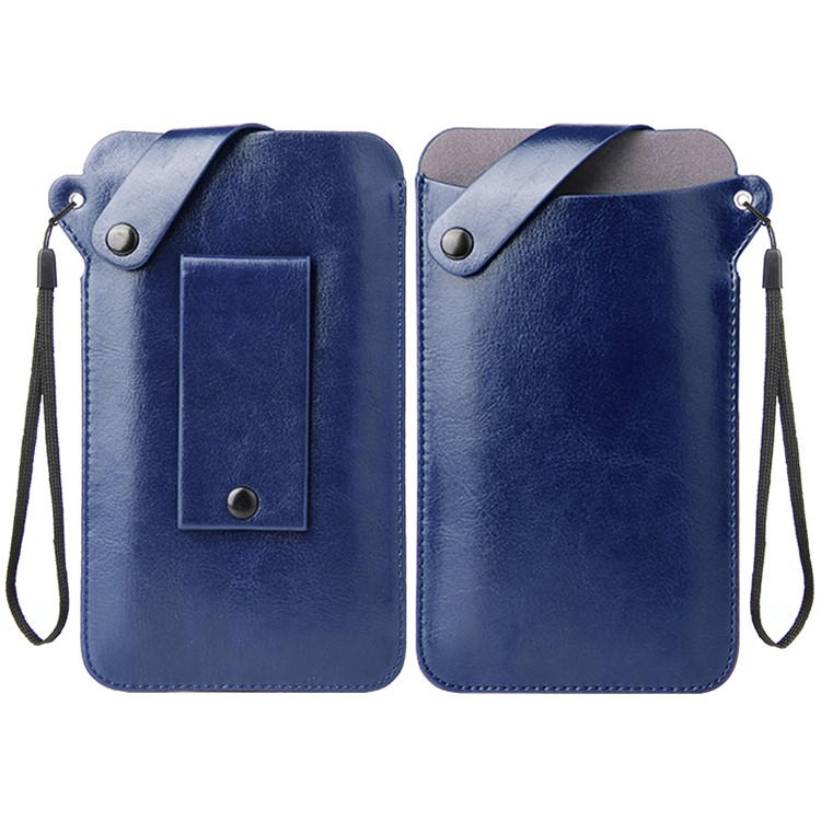 Größe L: 175 X 100mm Universal-PU-Lederhülle Für 5-6,5 Zoll-Mobiltelefone - Blau-2