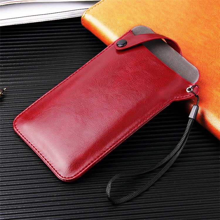 Cubierta de Bolsa de Cuero PU Universal Para Teléfonos Inteligentes de 4-5.8 Pulgadas, Tamaño S: 165 x 90 mm - Rojo