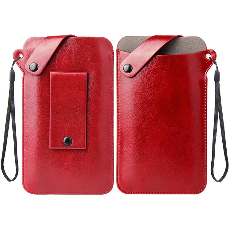 Cubierta de Bolsa de Cuero PU Universal Para Teléfonos Inteligentes de 4-5.8 Pulgadas, Tamaño S: 165 x 90 mm - Rojo