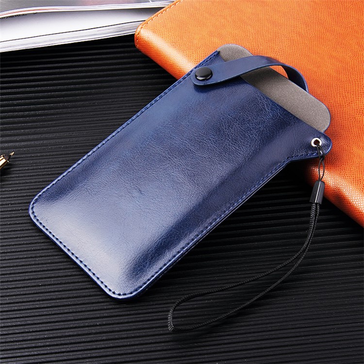 Bolsa de Teléfono de Protección de Cuero PU Universal Para Teléfonos Inteligentes de 4-5.8 Pulgadas, Tamaño S: 165 x 90 mm - Azul