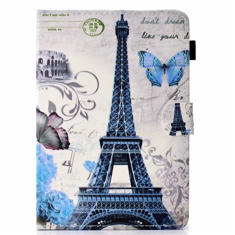 Pattern Printing Universal PU Leather Shell for Samsung Galaxy Tab A 8.0 (2018) Etc. - Eiffel Tower-3