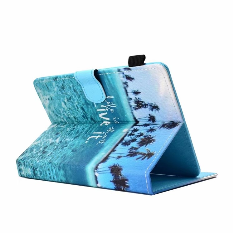 Musterdruck Universal-PU-Leder-Tablet-Cover Mit Kartenfächern Für Samsung Galaxy Tab A 8.0 (2018) Usw. - Das Leben Ist Kurz, Lebe Es-3