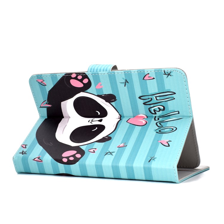 Universal Patterned Leather Wallet Case for iPad 9.7-inch/Galaxy Tab S2 9.7 - Hello Panda-4