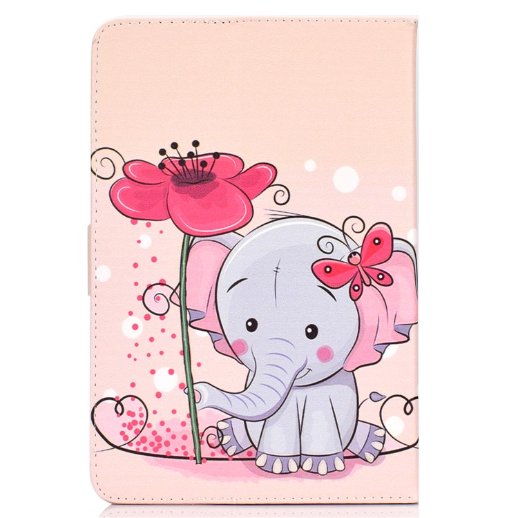 Universal Patterned Leather Tablet Cover for iPad 9.7-inch/Galaxy Tab S2 9.7 - Elephant Holding Flower-3
