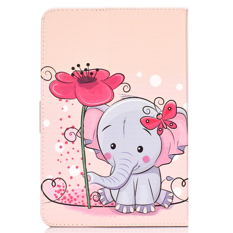 Cubierta De Tableta De Cuero Con Estampado Universal Para IPad 9.7 Pulgadas / Galaxy Tab S2 9.7 - Elefante Sosteniendo La Flor