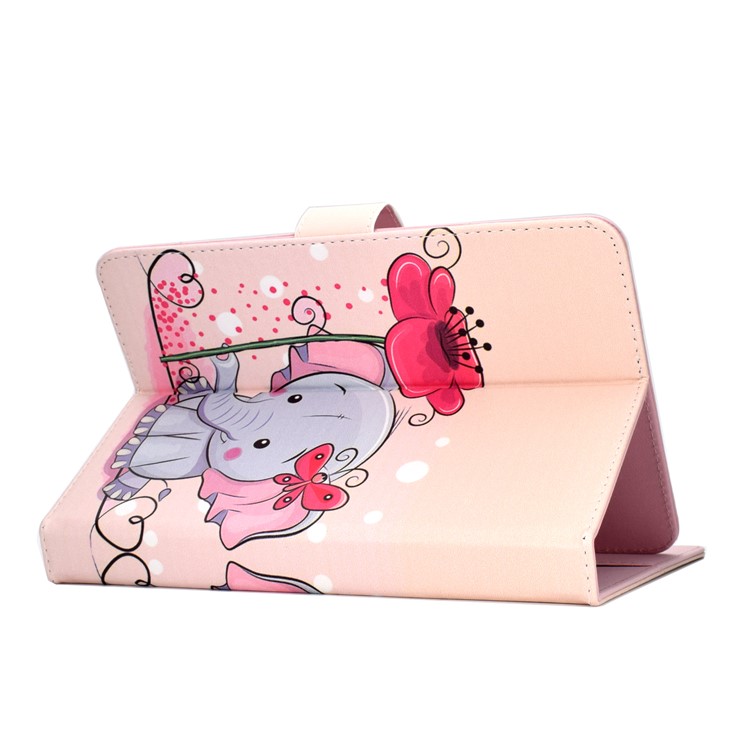 Cubierta De Tableta De Cuero Con Estampado Universal Para IPad 9.7 Pulgadas / Galaxy Tab S2 9.7 - Elefante Sosteniendo La Flor