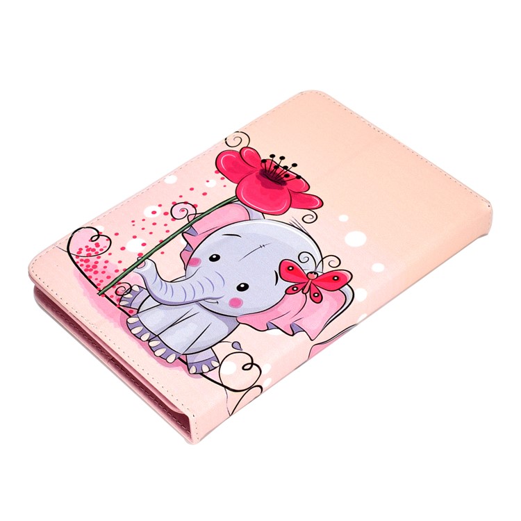 Cubierta De Tableta De Cuero Con Estampado Universal Para IPad 9.7 Pulgadas / Galaxy Tab S2 9.7 - Elefante Sosteniendo La Flor