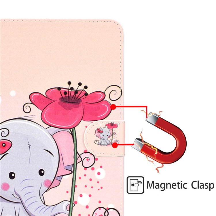 Cubierta De Tableta De Cuero Con Estampado Universal Para IPad 9.7 Pulgadas / Galaxy Tab S2 9.7 - Elefante Sosteniendo La Flor