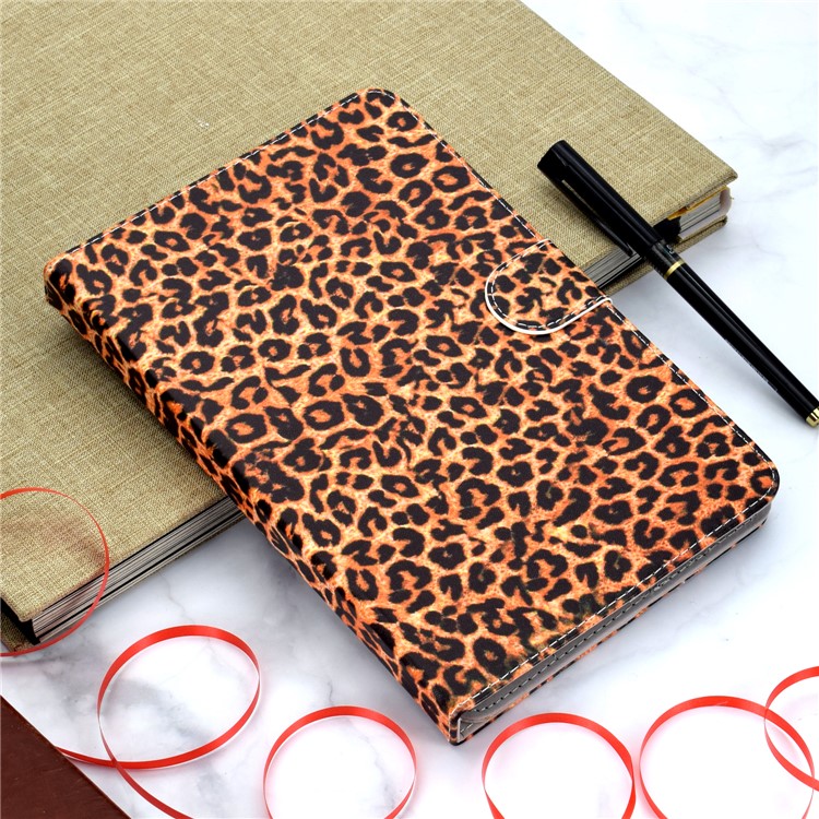 Carcasa de Protección de Soporte de Cuero Estampado Universal Para Ipad 9.7 Pulgadas/galaxy Tab S2 9.7 - Textura de Leopardo Marrón