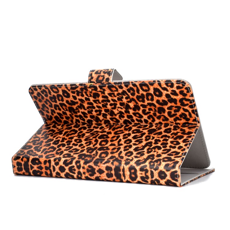 Universal Patterned Leather Stand Flip Cover for iPad mini 5 / Galaxy Tab A 8.0 (2018) - Brown Leopard Texture-4