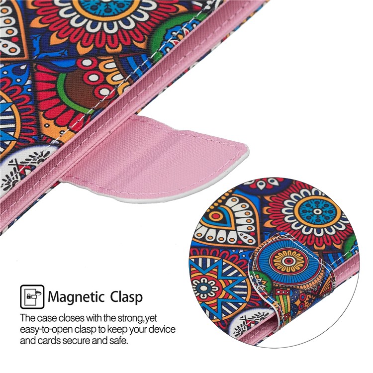 Etui Portefeuille Universel À Motifs En Cuir Pour Ipad 9,7 Pouces / Onglet Galaxie S2 9,7 Etc. - Fleur De Bohême-6
