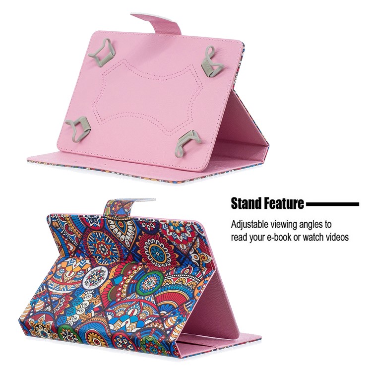 Etui Portefeuille Universel À Motifs En Cuir Pour Ipad 9,7 Pouces / Onglet Galaxie S2 9,7 Etc. - Fleur De Bohême-7