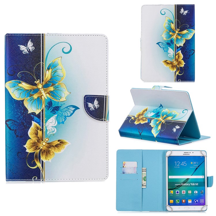 10 Polegadas Universal Carteira De Couro Estampada Para Ipad 9,7 Polegadas / Galaxy Tab S2 9,7 Etc - Borboletas Voadoras-1