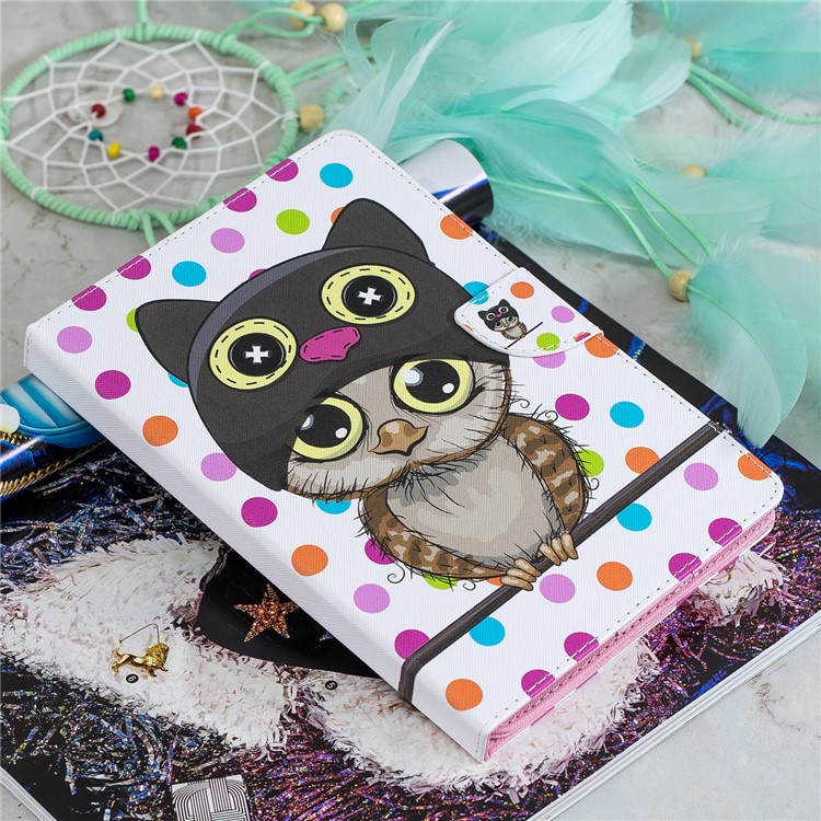 10-inch Universal Patterned Leather Wallet Case for iPad 9.7-inch/Galaxy Tab S2 9.7 Etc - Cute Owl-10