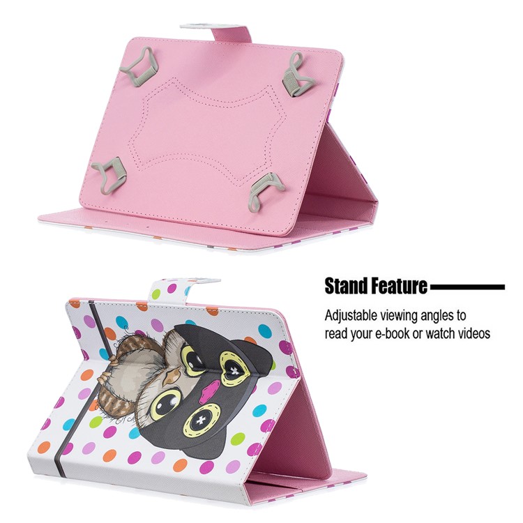 10-inch Universal Patterned Leather Wallet Case for iPad 9.7-inch/Galaxy Tab S2 9.7 Etc - Cute Owl-7