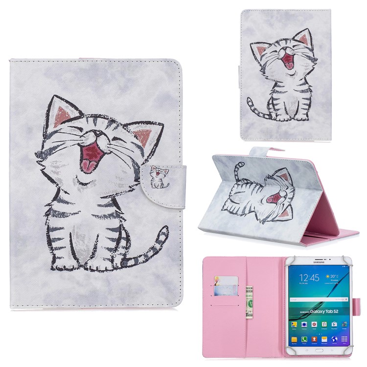 Universal Patterned PU Leather Stand Case for 7-inch Tablet PC - Laughing Cat-1