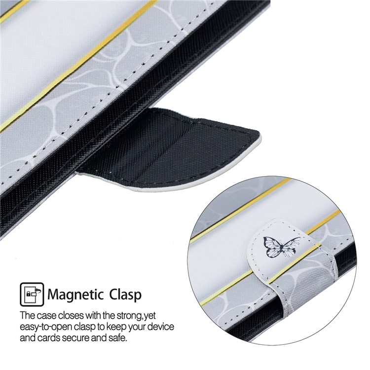 Tampa Modelada Universal Da Proteção Do Suporte Do Couro Do Plutônio Para O PC Da Tabuleta De 8 Polegadas - Borboletas Azuis-6