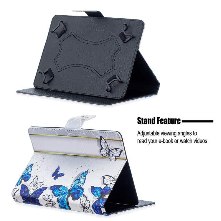 Tampa Modelada Universal Da Proteção Do Suporte Do Couro Do Plutônio Para O PC Da Tabuleta De 8 Polegadas - Borboletas Azuis-7
