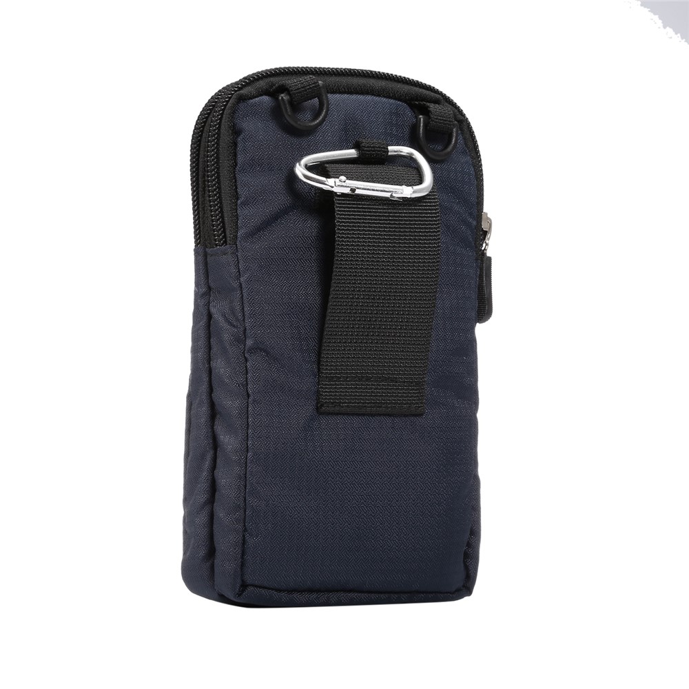 6,3-6,9 Polegadas Universal Nylon Bolsa De Telefone Móvel Saco De Capa Móvel Com Carabiner E Correia - Azul Escuro-2