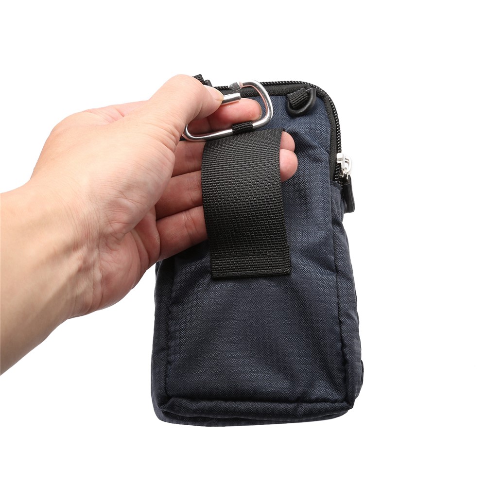 6,3-6,9 Polegadas Universal Nylon Bolsa De Telefone Móvel Saco De Capa Móvel Com Carabiner E Correia - Azul Escuro-6