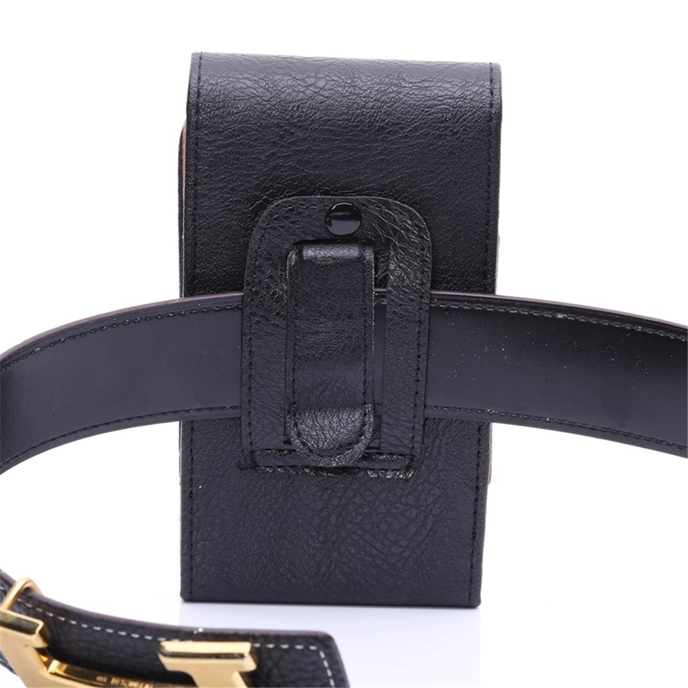 6,3-Zoll-Universaletui Litschi-Leder PU-Leder-Handytasche Mit Gürtelclip Für Männer, Größe: 16,5 X 8,3 X 1,8 Cm - Schwarz-7