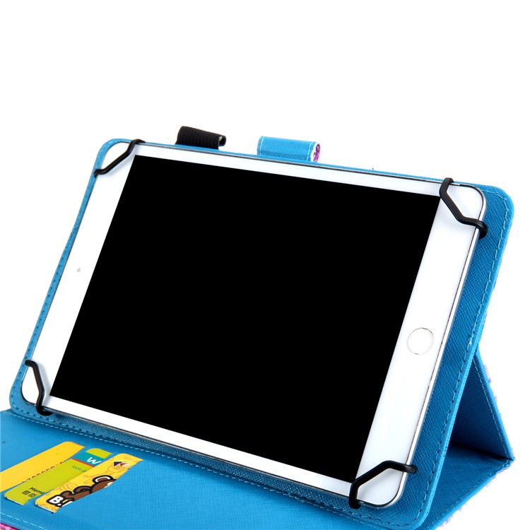 10-Zoll-Universal-Portemonnaie Aus Leder Mit Mustermotiv Für IPad 9,7-Zoll / Galaxie-Registerkarte S2 9,7 Usw - Einhorn Und Blume-3