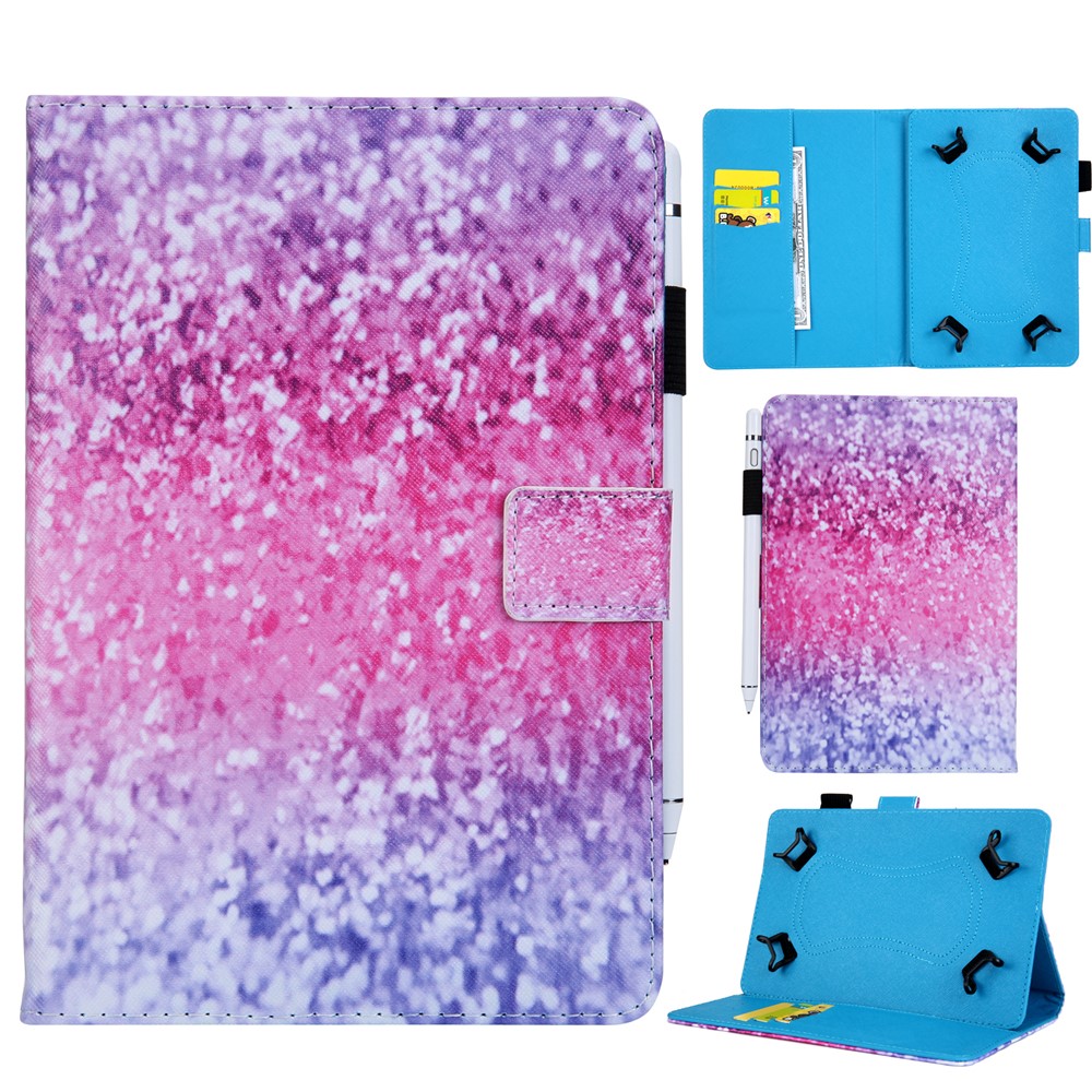 Universal 8-inch Patterned PU Leather Wallet Protective Case for Tablet PC - Glitter Pattern-1
