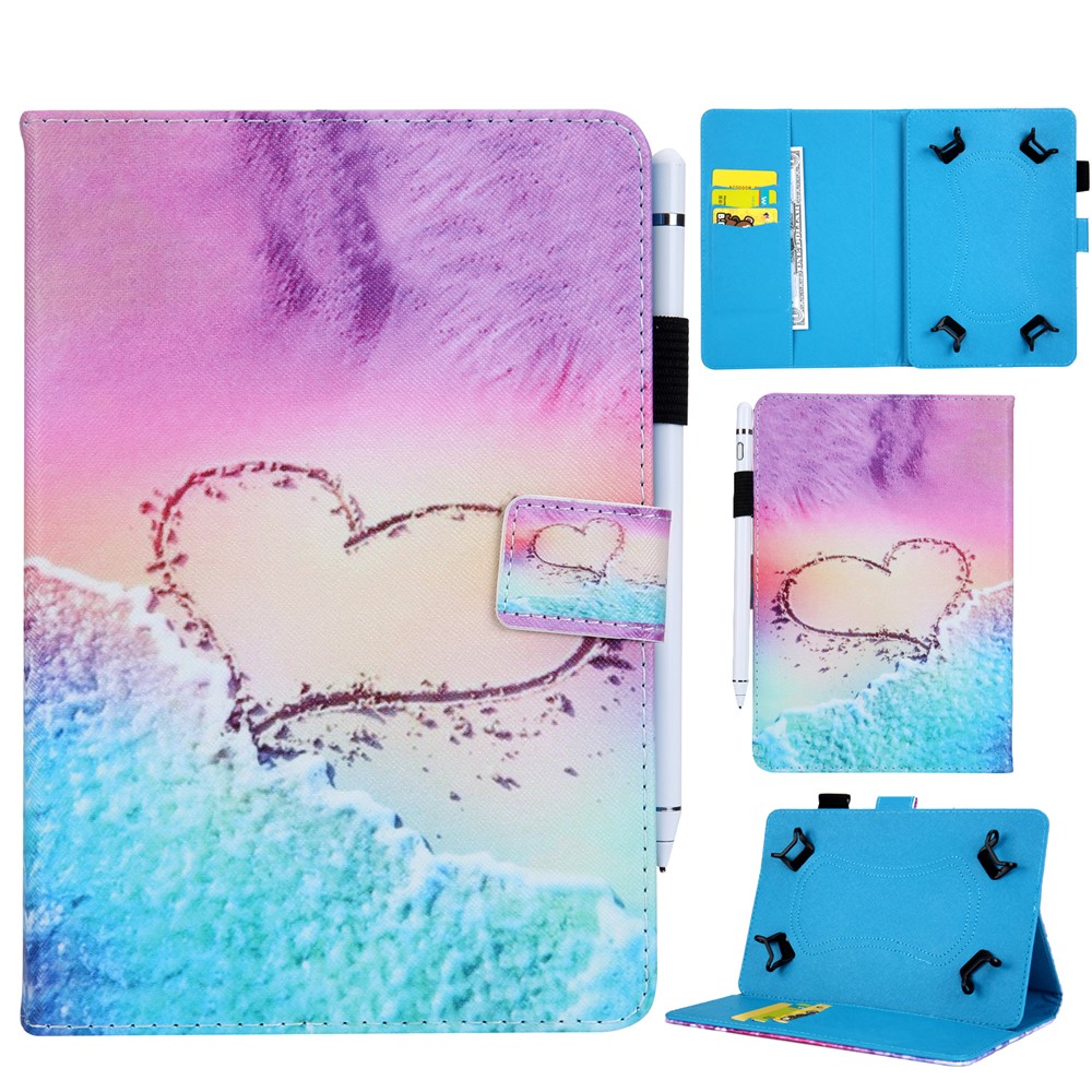 Custodia Protettiva Universale In Pelle PU Decorata A Portafoglio Da 8 Pollici Per Tablet PC - Cuore-1