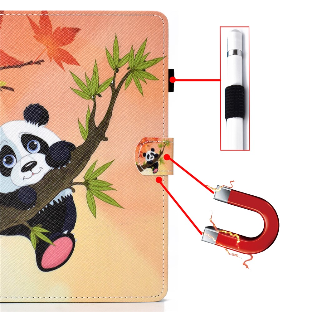 Universelle 10-zoll-mustertablette PU Lederkartenhalter Hülle Für Ipad 9.7 (2018) / Samsung Tab S3 9.7 Etc. - Panda Auf Dem Baum