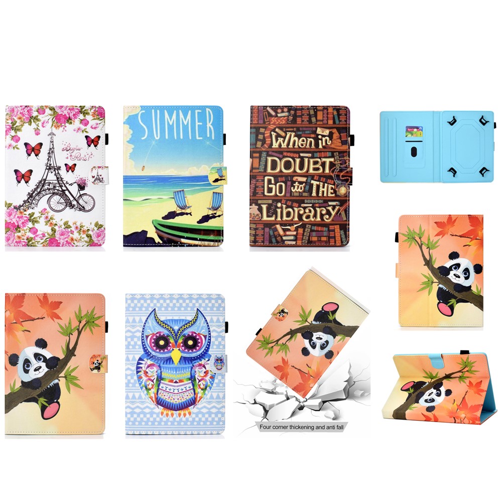 Etui Universel À Cartes En Cuir PU Pour IPad 10.7 (2018) / Samsung Tab S3 9.7 Etc - panda sur l'arbre-23