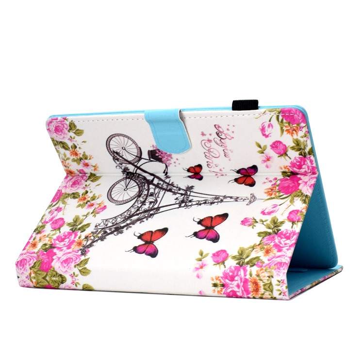 Universal Estampados De 8 Polegadas PU Estande De Couro Caso Tablet Para Huawei Mediapad T3 8.0 / ipad mini 5 etc - Torre Eiffel E Flor-6