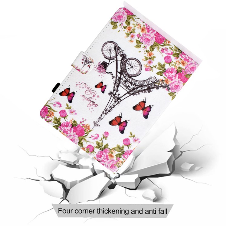 Universal Estampados De 8 Polegadas PU Estande De Couro Caso Tablet Para Huawei Mediapad T3 8.0 / ipad mini 5 etc - Torre Eiffel E Flor-8
