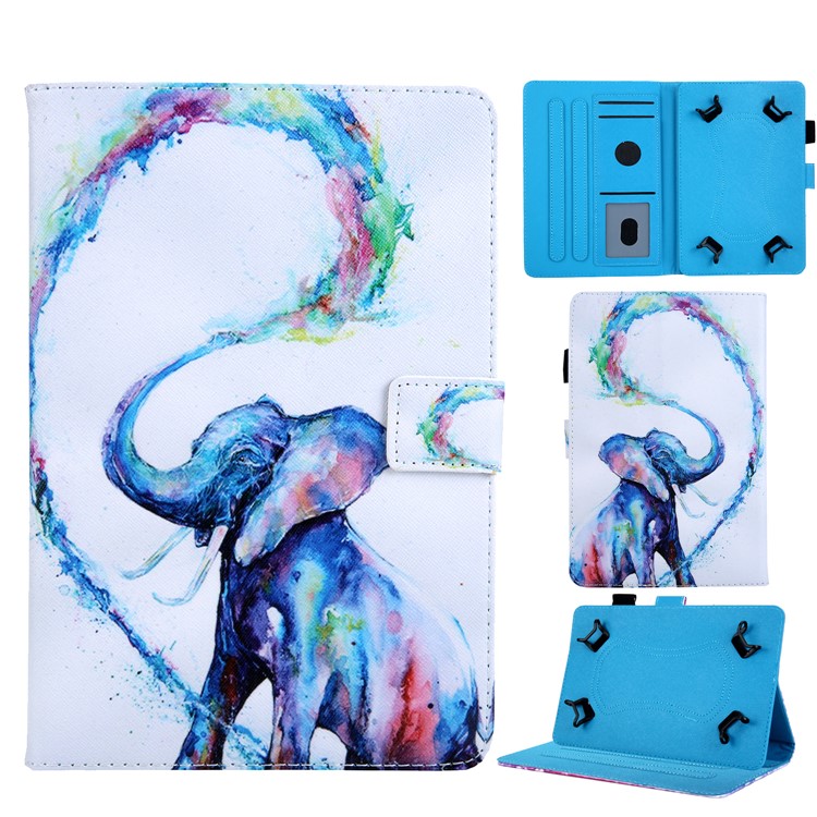 Case de Tarjetas de Cuero PU de Tableta PU Estampada Con Estampado de 10 Pulgadas de 10 Pulgadas Para Ipad 9.7 (2018) / Samsung Tab S3 9.7, Etc. - Elefante