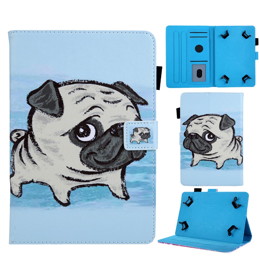 Universal 10-inch Animal Patterned Tablet PU Leather Card Holder Case for iPad 9.7 (2018) / Samsung Tab S3 9.7 etc - Shar Pei-1