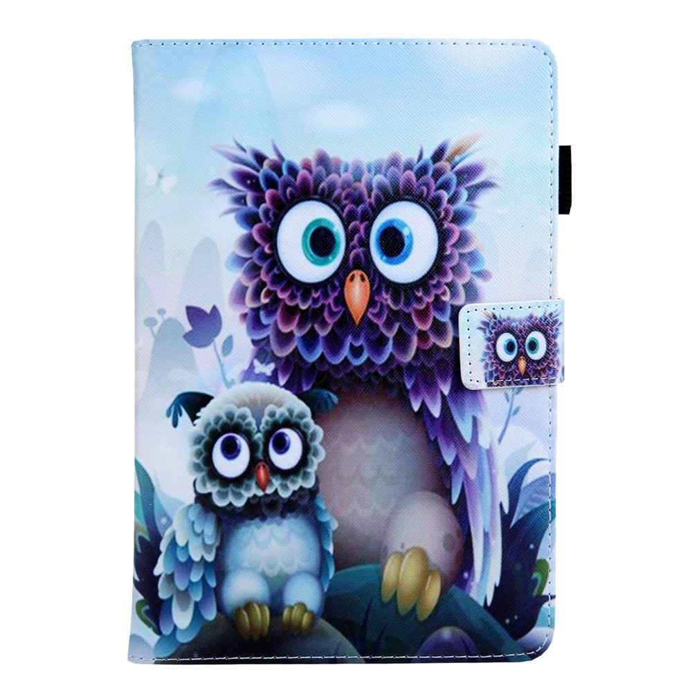 Universeller 10-Zoll-Tiermuster-Tablett Aus PU-Leder-Kartenhalter Für IPad 9.7 (2018) / Samsung Tab S3 9.7 Etc - Eulen-2