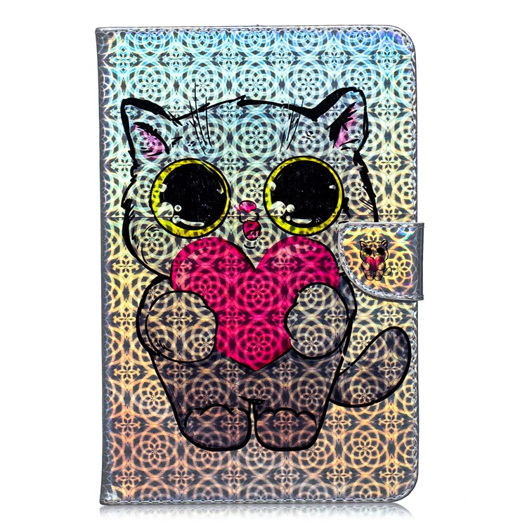 Estuche Universal De 10 Pulgadas Para Tableta De Cuero Con Pu De La Tarjeta Para Ipad 9.7 (2018) / Lenovo Tab 4 10 Plus - Gato Con Corazón-2