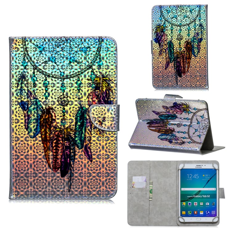 Universal 7 Inch Stylish Pattern Leather Case for Huawei Samsung Asus - Feather Decor-1
