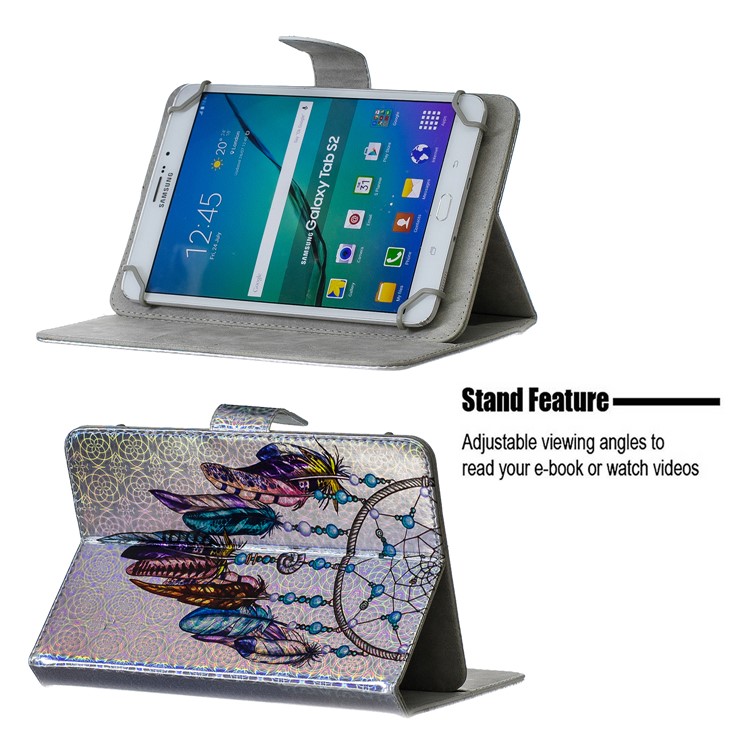 Universal 7 Inch Stylish Pattern Leather Case for Huawei Samsung Asus - Feather Decor-5