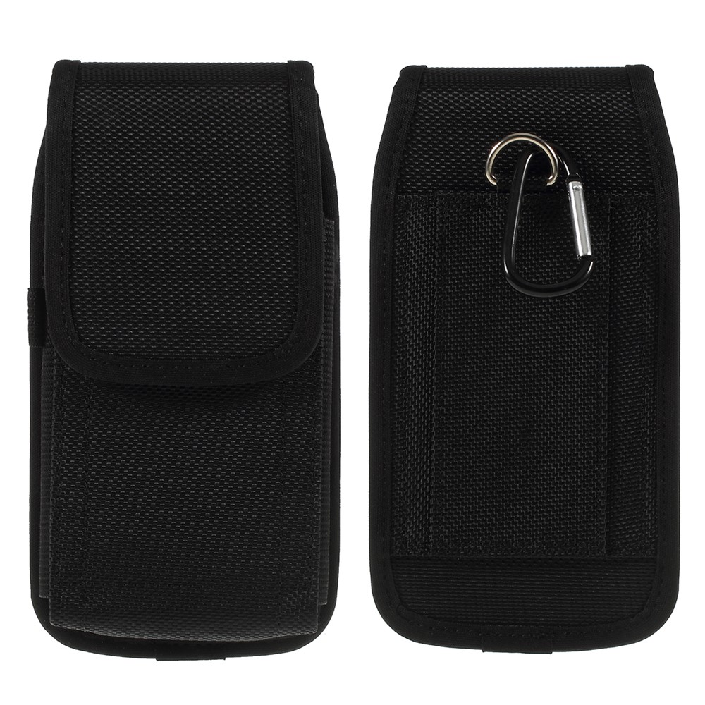 Custodia Per Cellulare Universale In Tessuto Oxford Resistente All'usura Con Gancio Per Iphone 8 / 7 / 6s Ecc - Nero-1