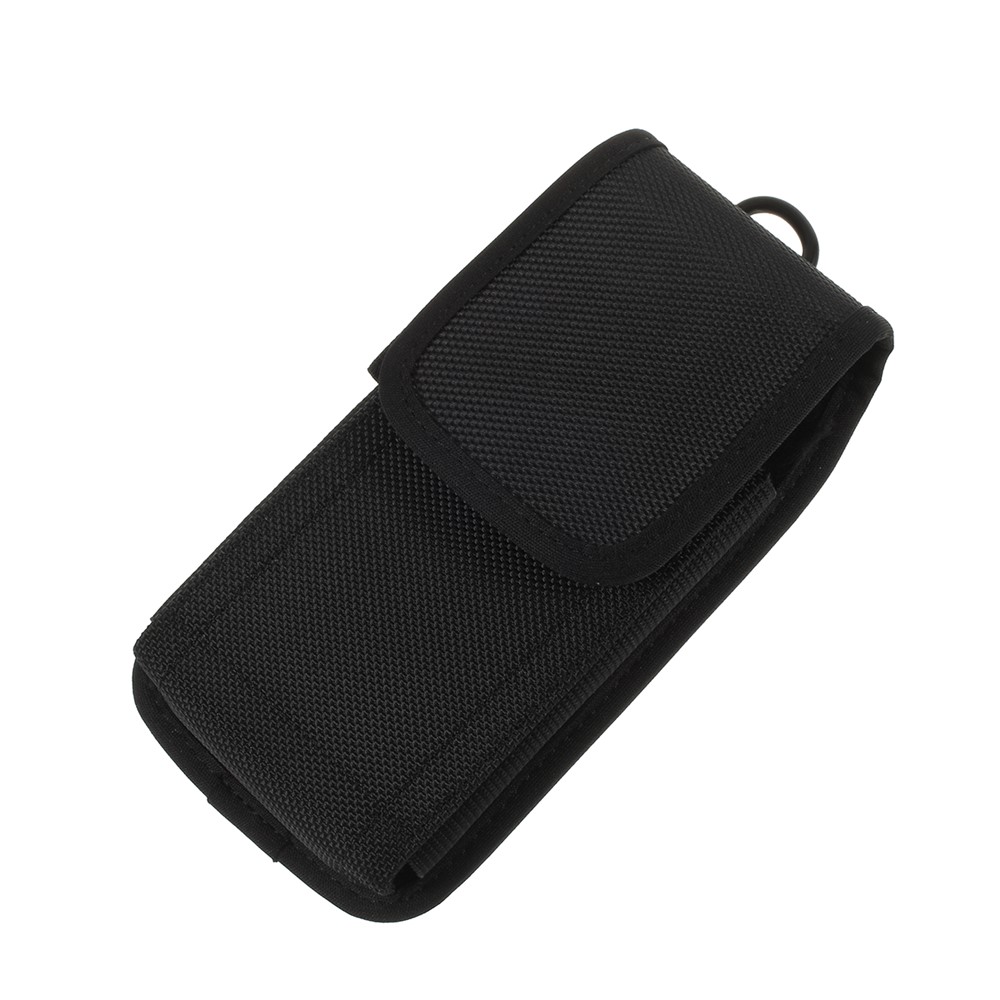 Custodia Per Cellulare Universale In Tessuto Oxford Resistente All'usura Con Gancio Per Iphone 8 / 7 / 6s Ecc - Nero-6
