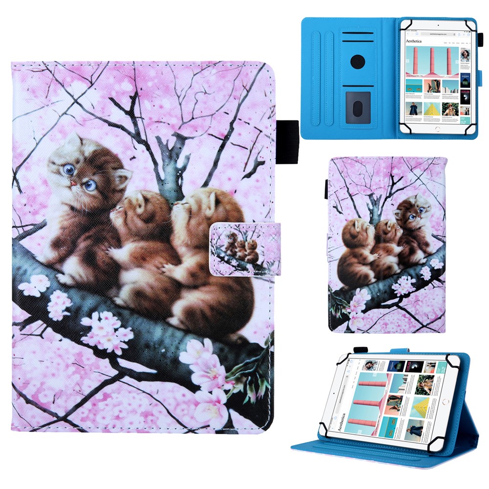 Pattern Printing Leather Flip Tablet Case for 10-Inch Tablet - Three Cats-1