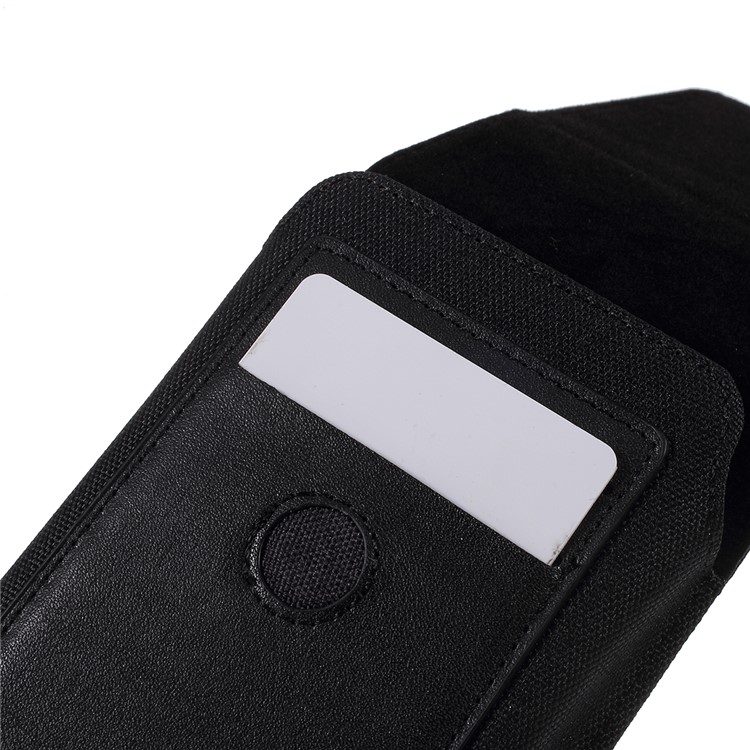 Universal Clip Hanging Waist Bag Card Holder Pouch Leather Phone Case for 5 inch Smartphones - Black-5