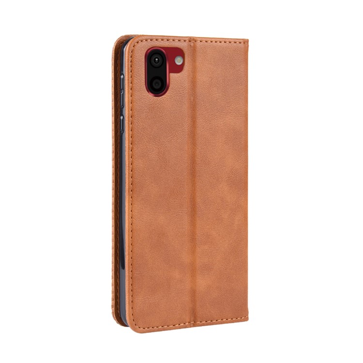 Vintage Style PU Leather Wallet Phone Cover for Sharp Aquos R2/SH-03K/SHV42 - Brown-9