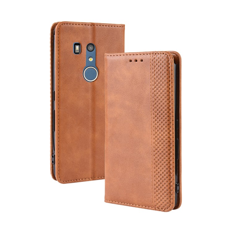 Auto-absorbed Vintage Style PU Leather Wallet Case for Fujitsu Arrow Be3 F-02L - Brown-10