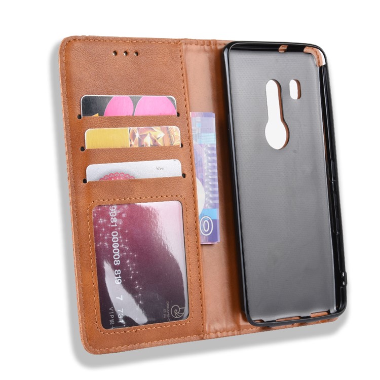 Auto-absorbed Vintage Style PU Leather Wallet Case for Fujitsu Arrow Be3 F-02L - Brown-3