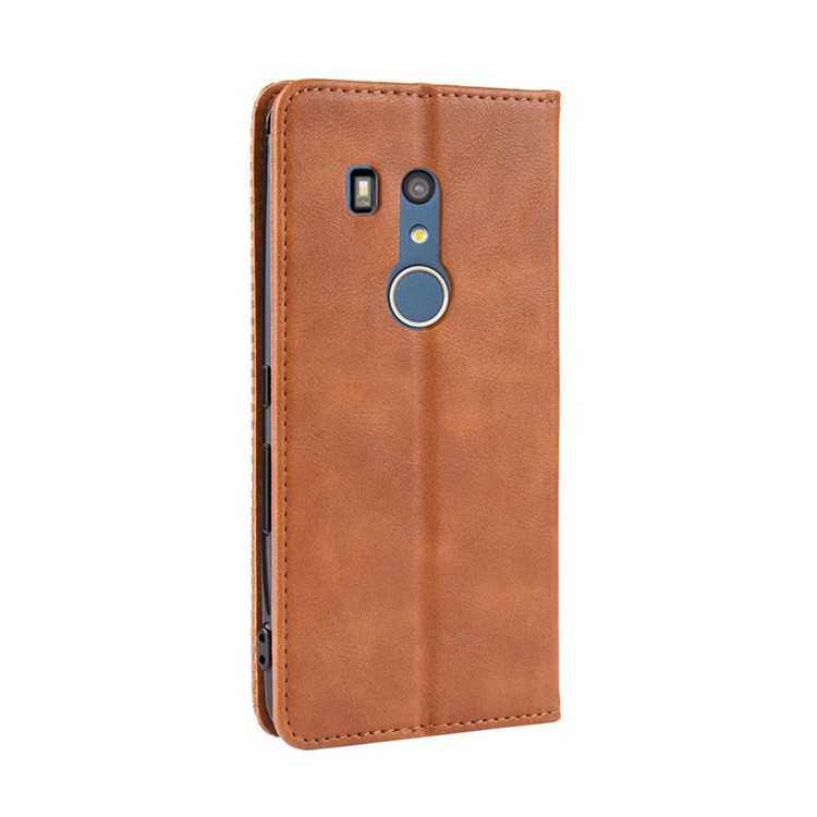 Auto-absorbed Vintage Style PU Leather Wallet Case for Fujitsu Arrow Be3 F-02L - Brown-9